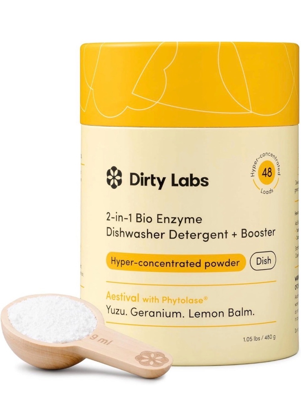 Dirty Labs Dishwasher Detergent Booster Aestival Powder 48 Loads 1lb